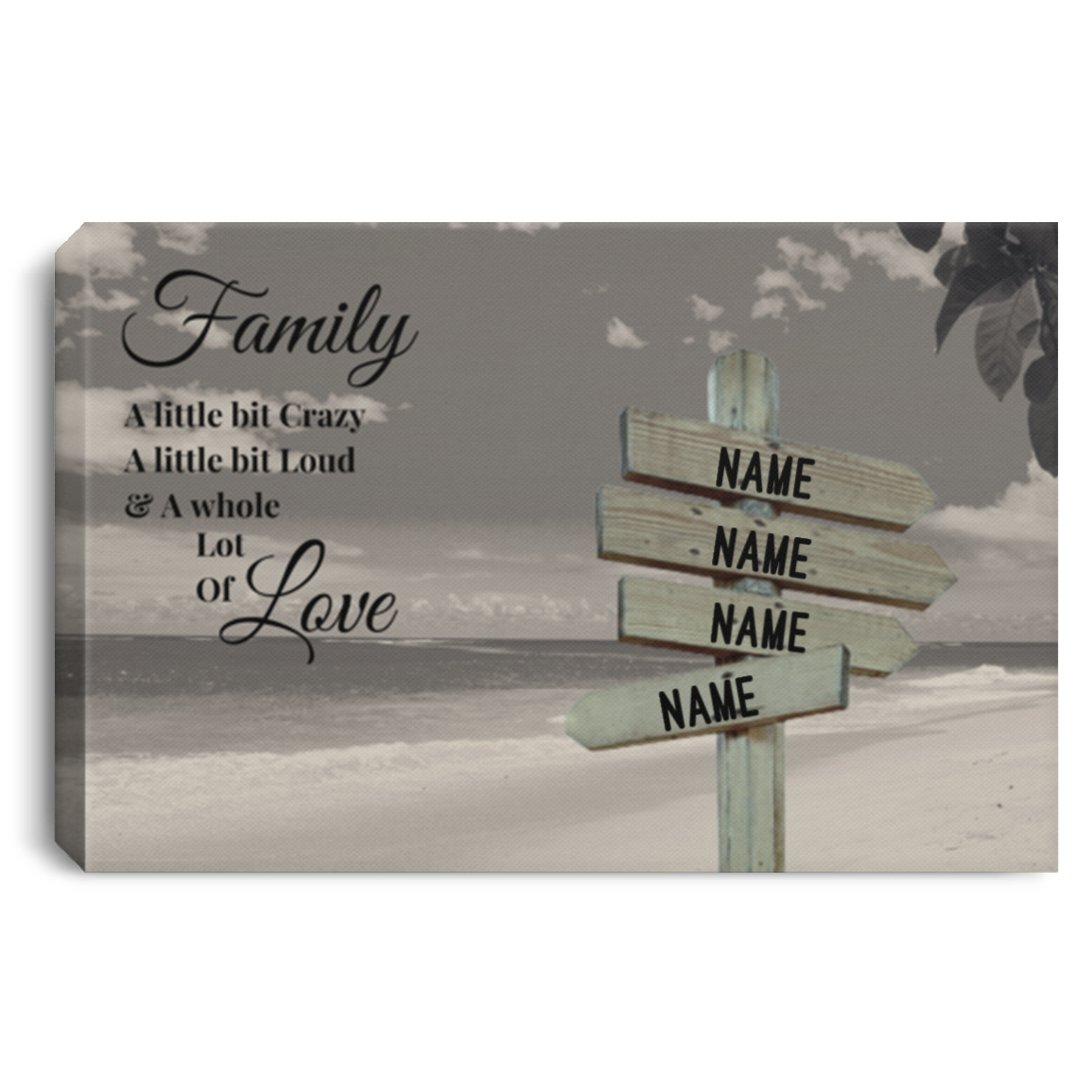Personalized Family Beach Canvas | Family Canvas-Family A Lot Of Love |  2-4 Names