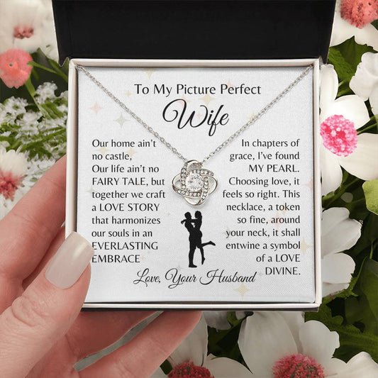 Picture Perfect Wife Necklace | To Wife from Husband | Wife Love Knot Necklace | Mother's Day, Anniversary, Birthday